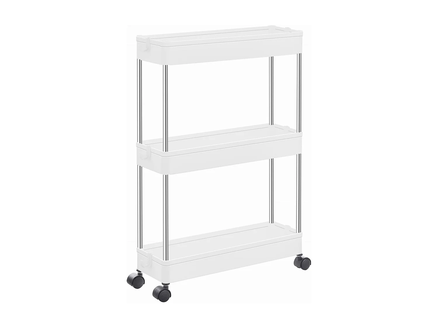 Chariot à étagères mobile Valora blanc avec 3 étagères de rangement pour cuisines