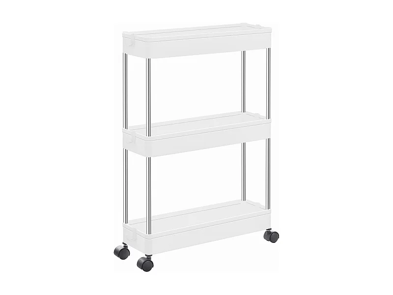 Chariot à étagères mobile Valora blanc avec 3 étagères de rangement pour cuisines
