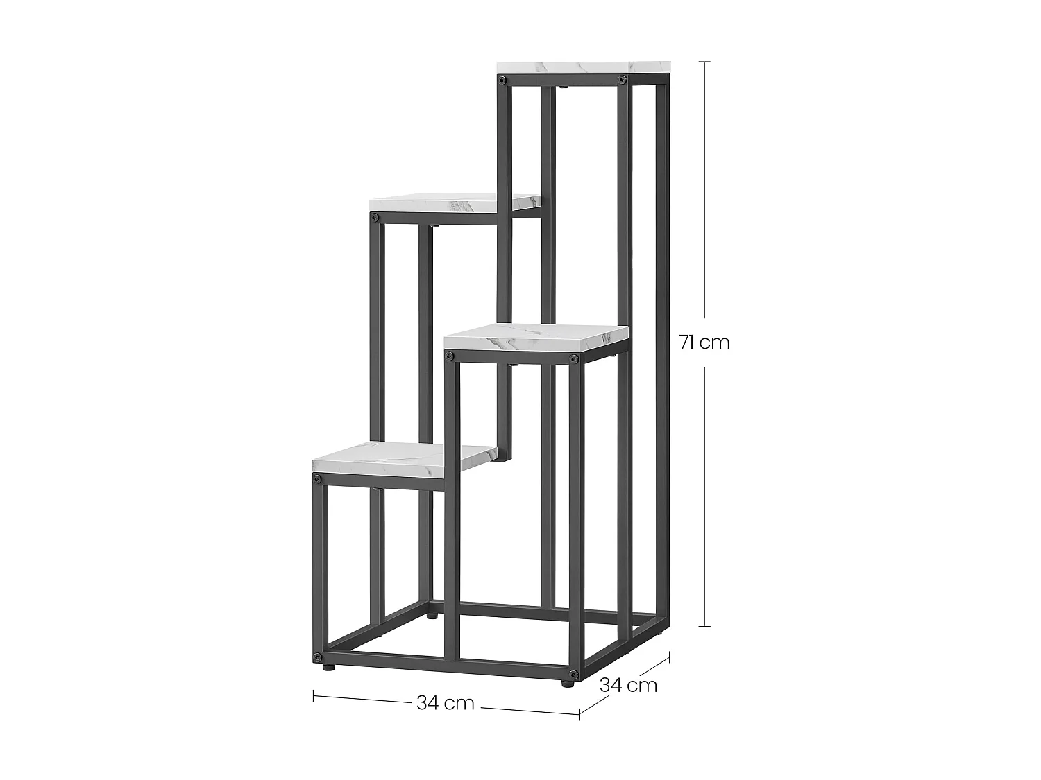 Valora Blumenständer 4 Ablagen weißer Marmor schwarze Beine Deko