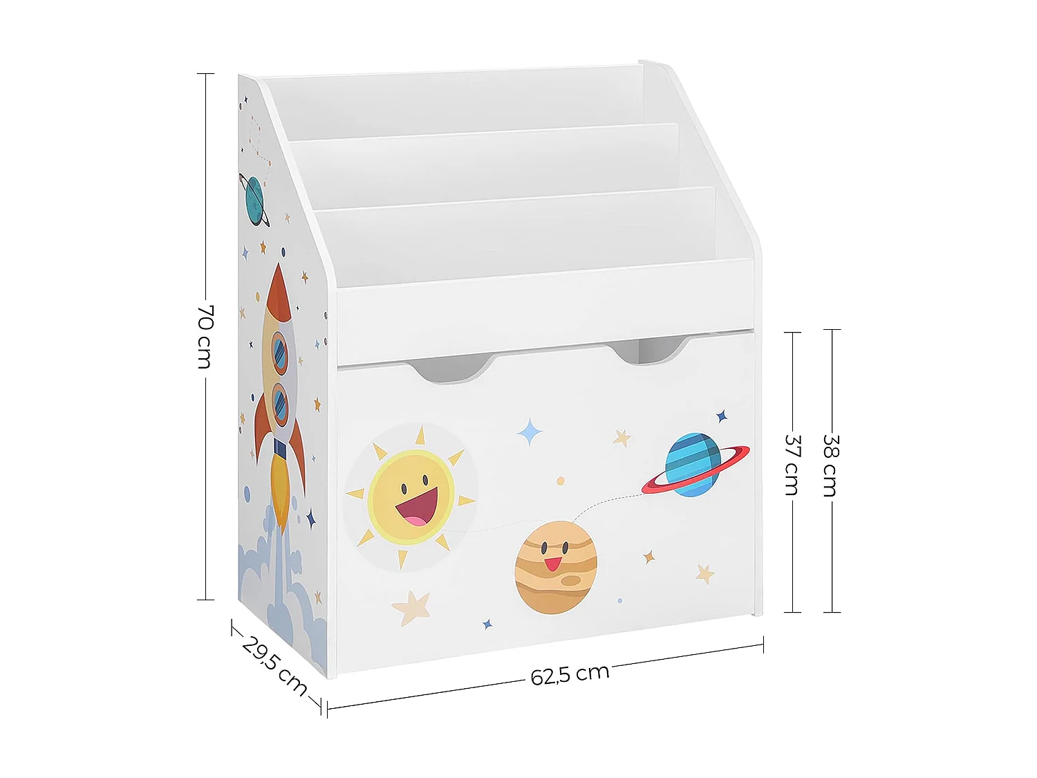 Valora Mehrfarbiges Spielzeugregal mit Bücherregal und mobiler Schublade