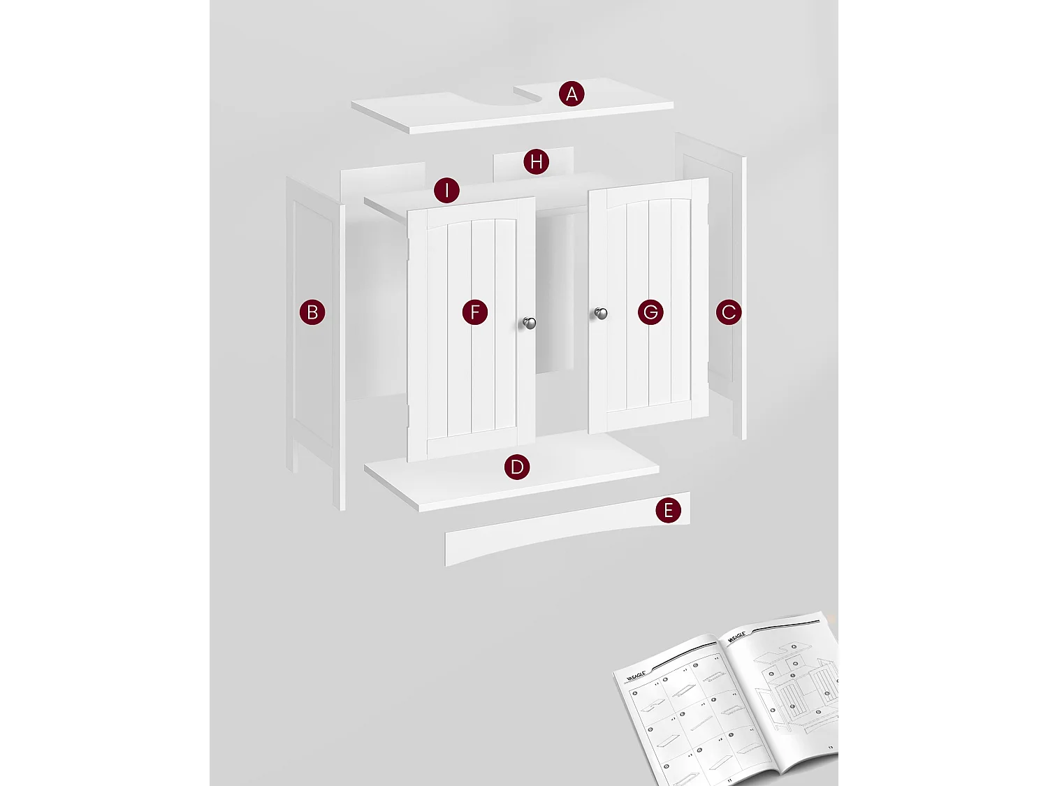 Meuble de salle de bain sous-vasque Valora | Blanc | Compact | Scandinave