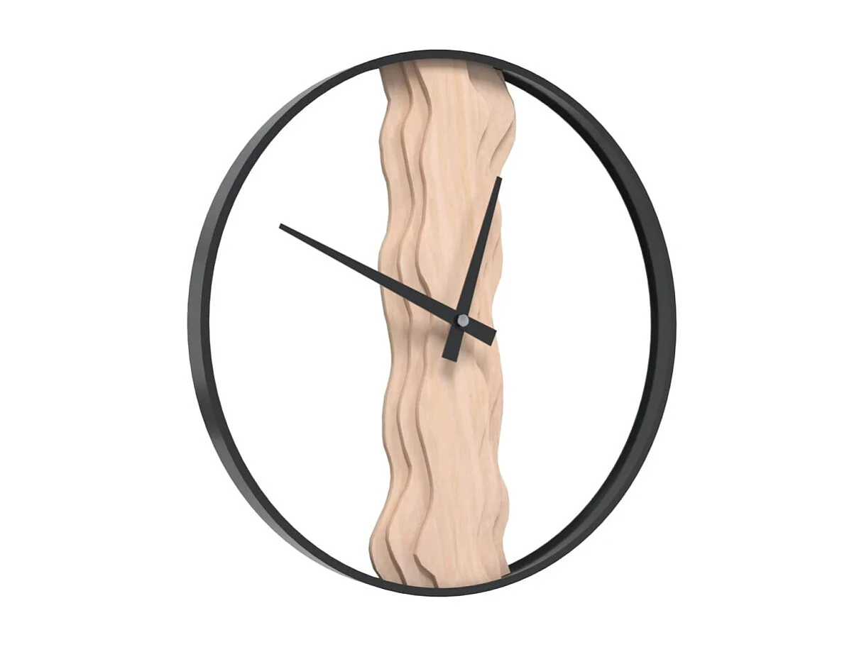 Horloge murale marron Ø35 cm fer et bois de chêne