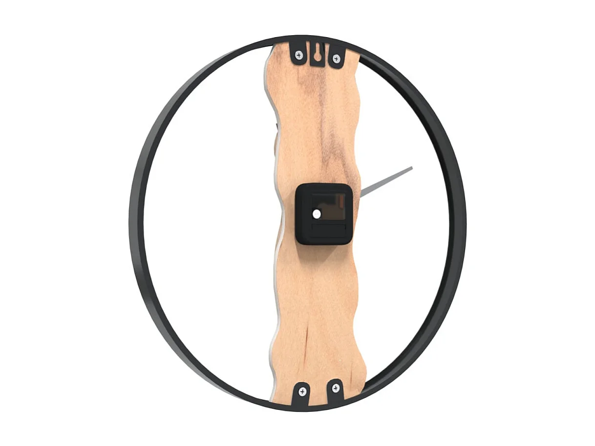 Horloge murale marron Ø35 cm fer et bois de chêne