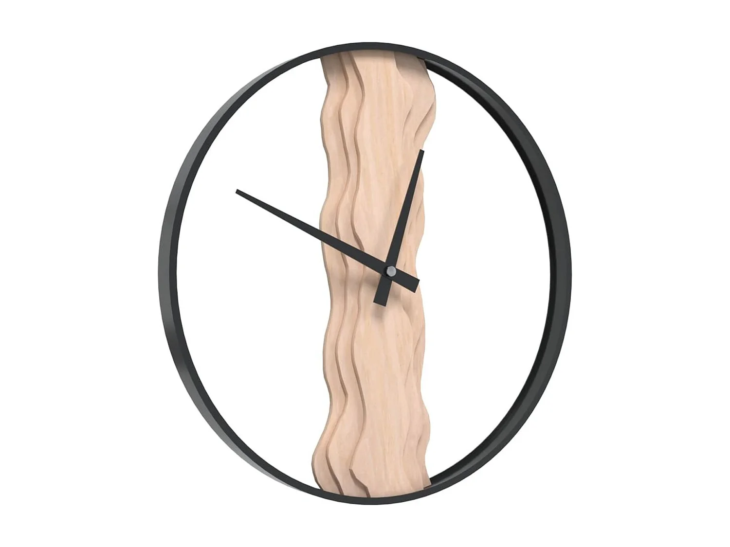 Horloge murale marron Ø35 cm fer et bois de chêne