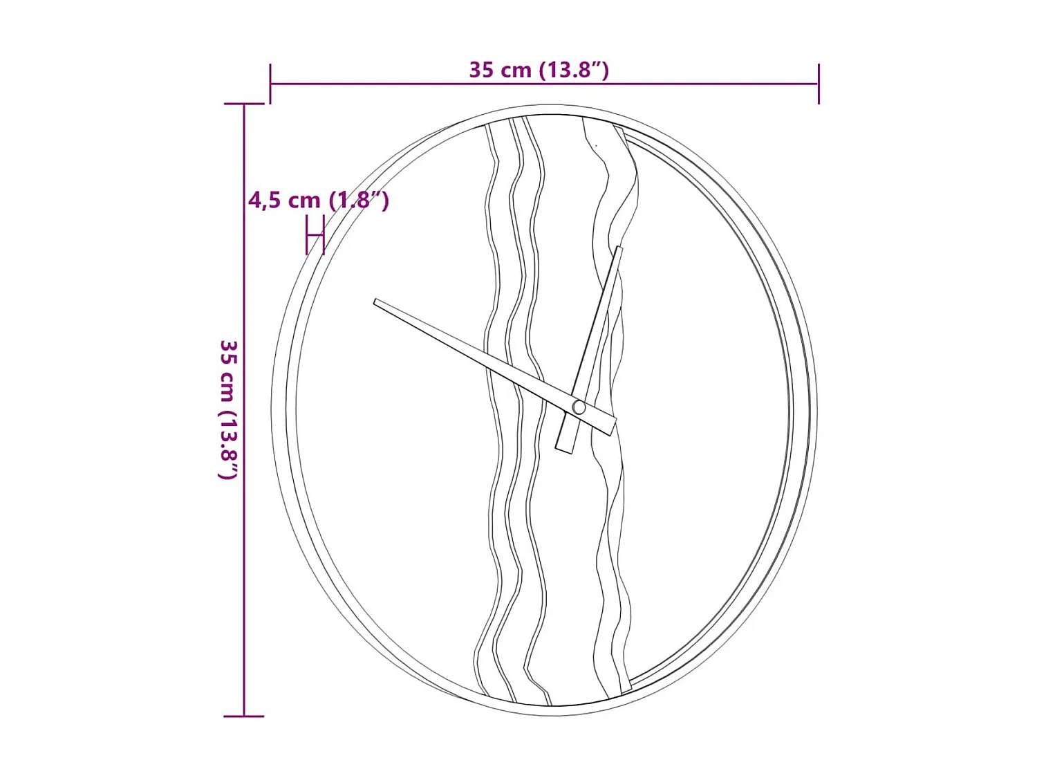 Horloge murale marron Ø35 cm fer et bois de chêne
