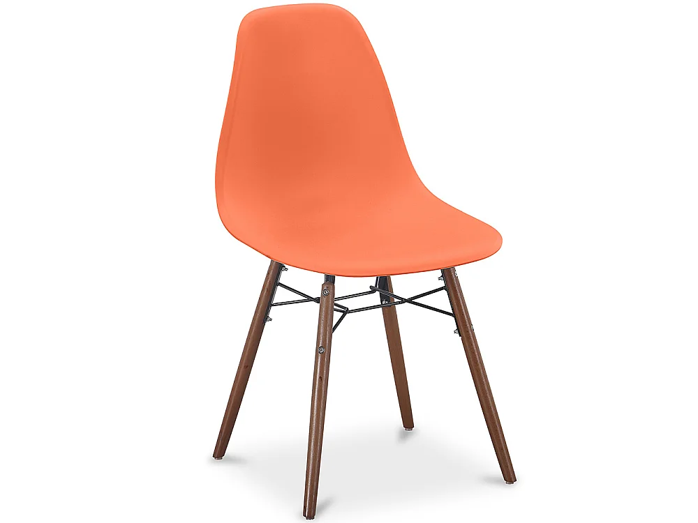 Silla de Comedor - Diseño Escandinavo - Patas de Madera Oscura - Skögur Naranja