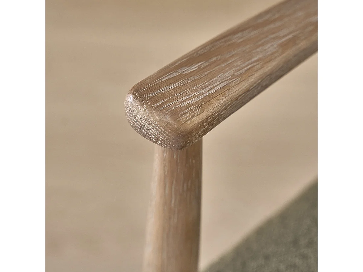 Silla de roble y tela bouclette caqui