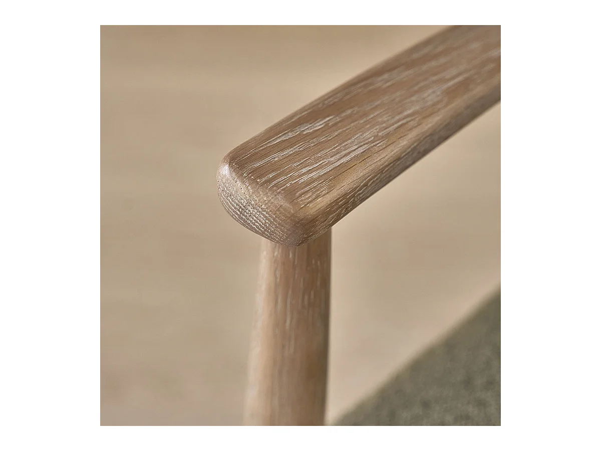 Set di 2 sedie in rovere e tessuto bouclé kaki