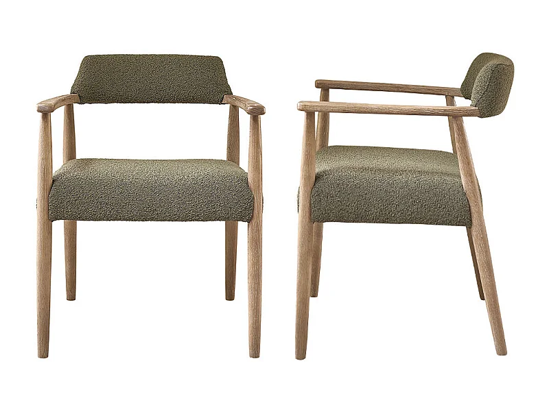 Lot de 2 chaises en chêne et tissu bouclette