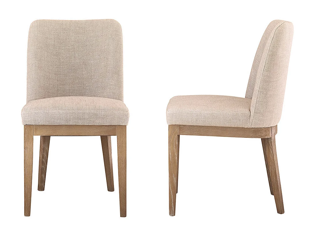 Lot de 2 chaises en chêne massif et lin