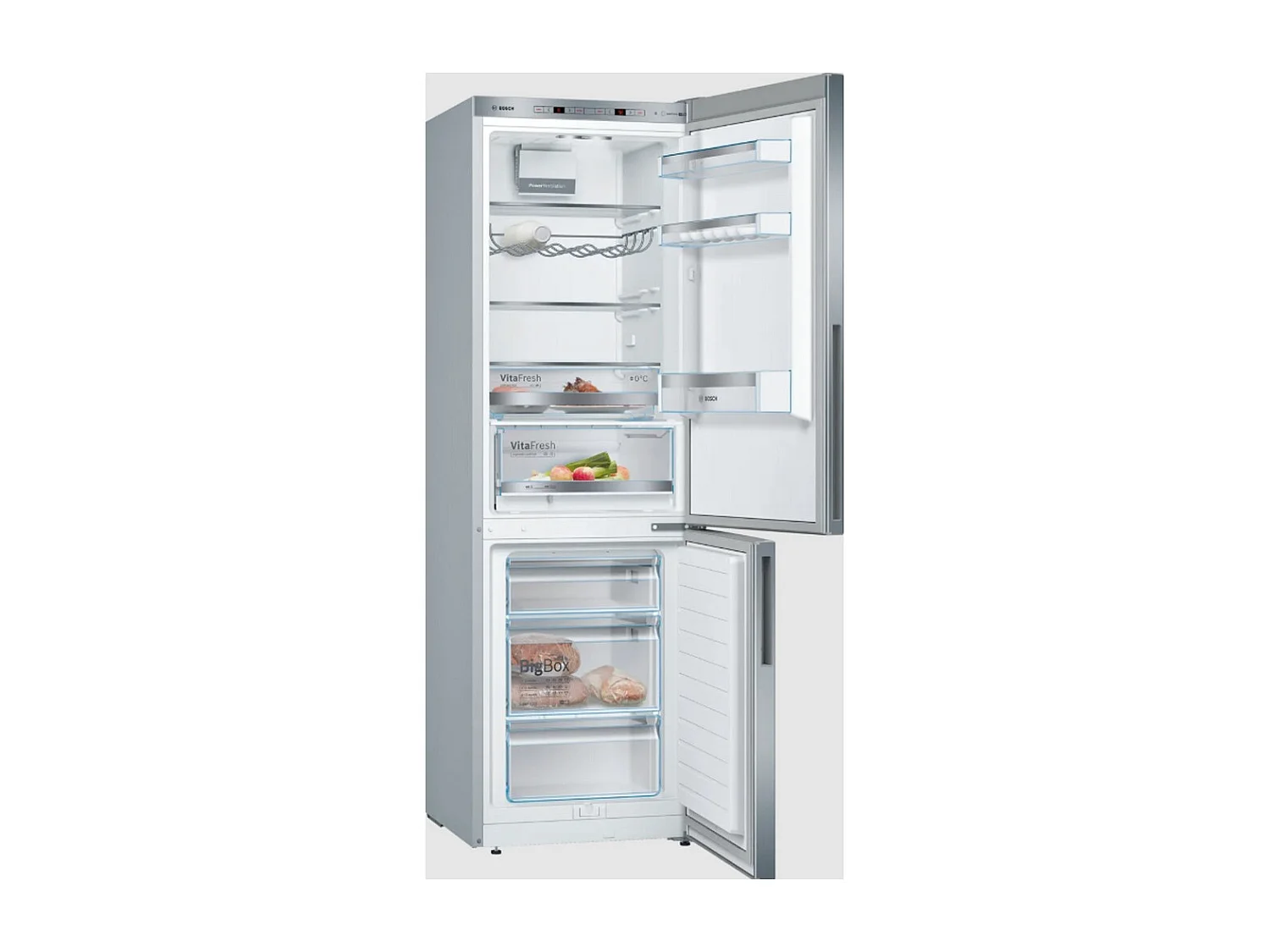 Bosch Réfrigérateur combiné 60cm 308l metal look - KGE36ALCA