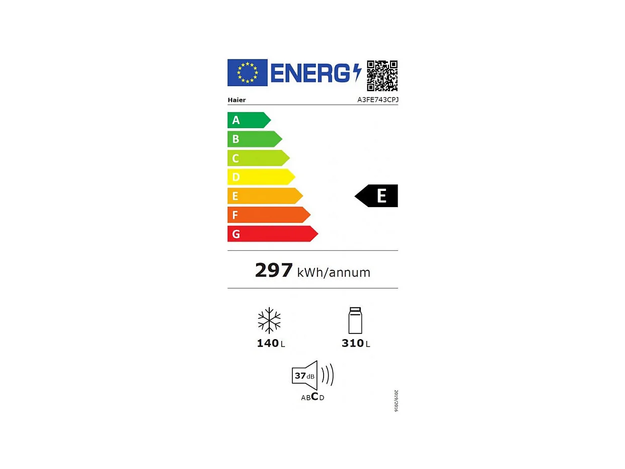 Réfrigérateurs combinés 431L Froid Ventilé HAIER 70cm E, A3FE743CPJ