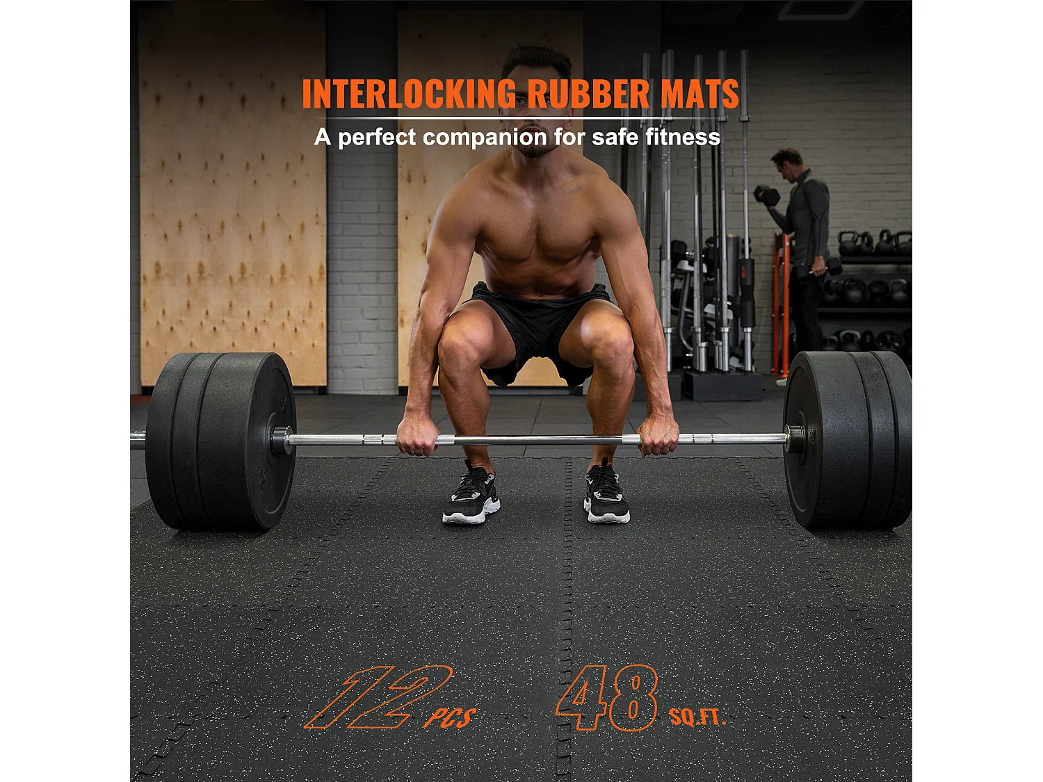 Alfombra de Caucho SucceBuy para Fitness, 12 Piezas, 1.27 cm de Espesor, 60.96 x 60.96 cm, Negro-Gris Reducción de Sonido y Ruido