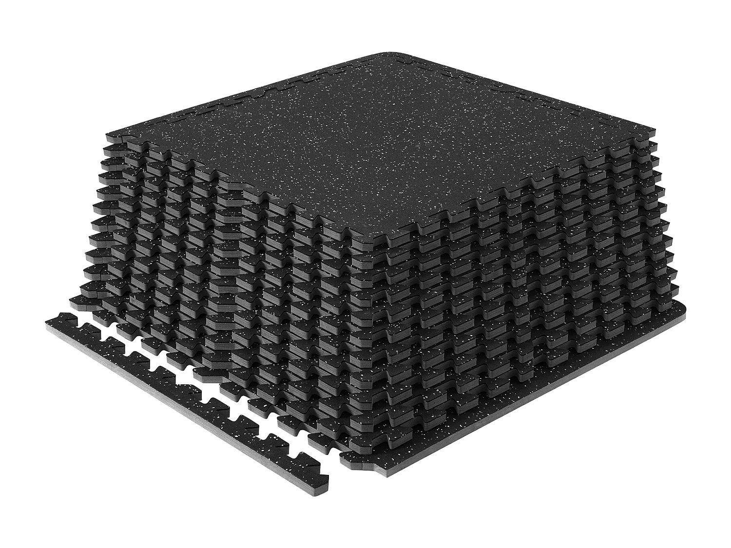 Alfombra de Caucho SucceBuy para Fitness, 12 Piezas, 1.27 cm de Espesor, 60.96 x 60.96 cm, Negro-Gris Reducción de Sonido y Ruido