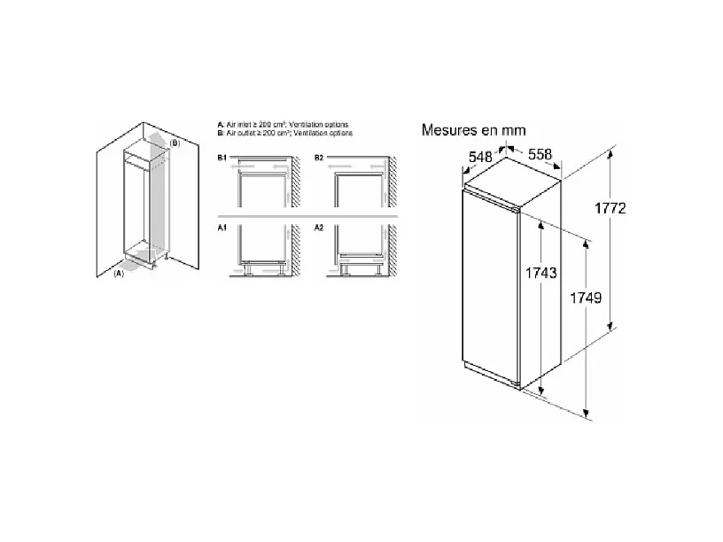 Bosch Réfrigérateur 1 porte intégrable à pantographe 310l blanc - KIR81VFE0