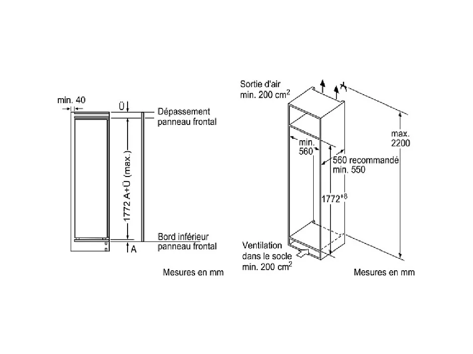 Bosch Réfrigérateur 1 porte intégrable à pantographe 310l blanc - KIR81VFE0
