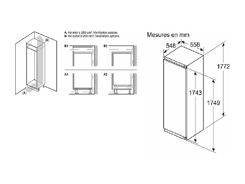Bosch Réfrigérateur 1 porte intégrable à pantographe 310l blanc - KIR81VFE0