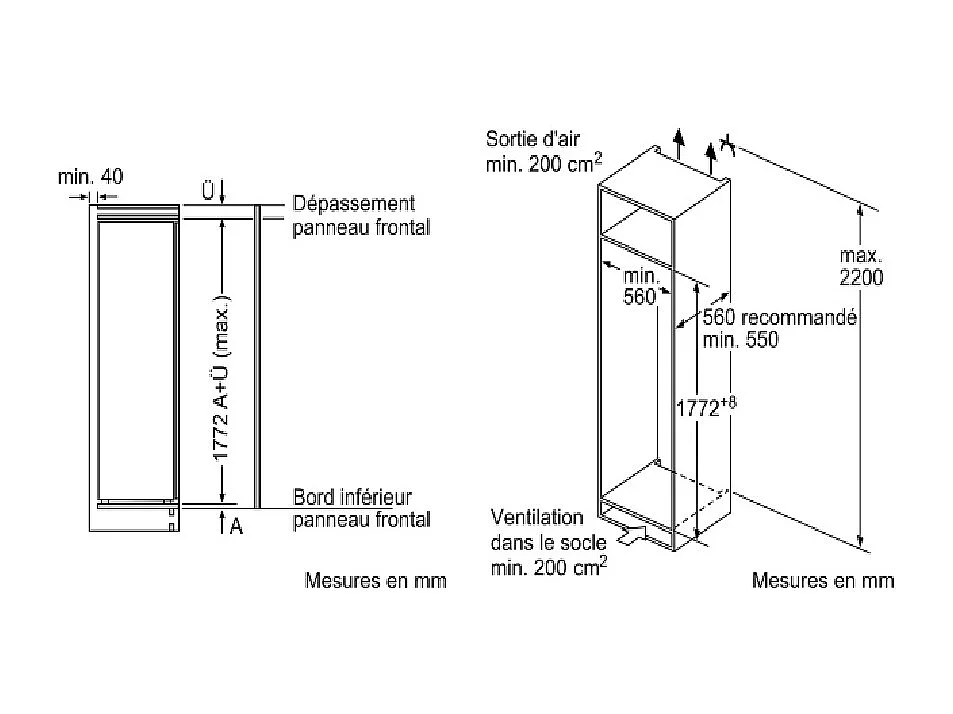 Bosch Réfrigérateur 1 porte intégrable à pantographe 310l blanc - KIR81VFE0