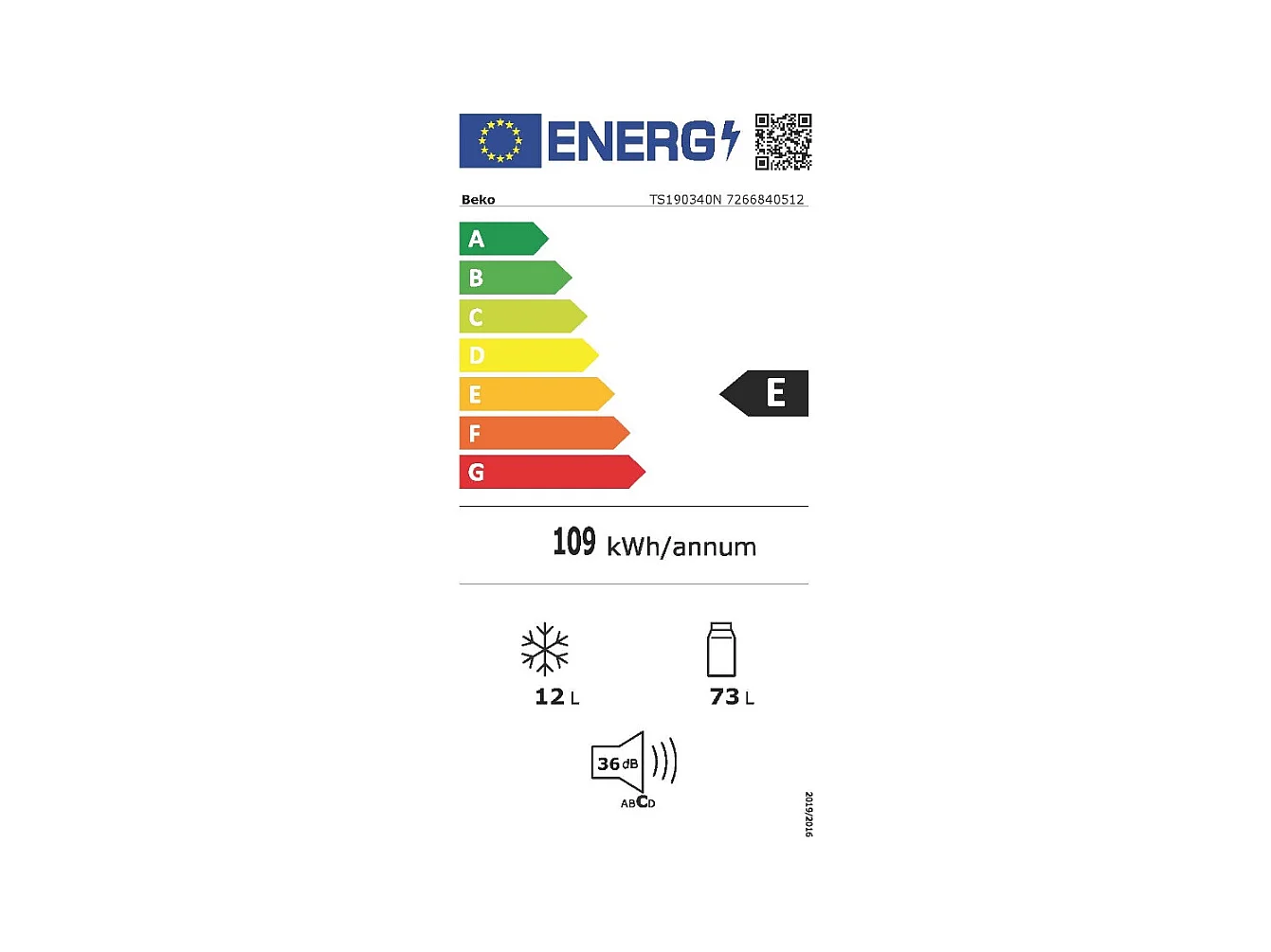 Beko Réfrigérateur table top 47.5cm 85l blanc - TS190340N