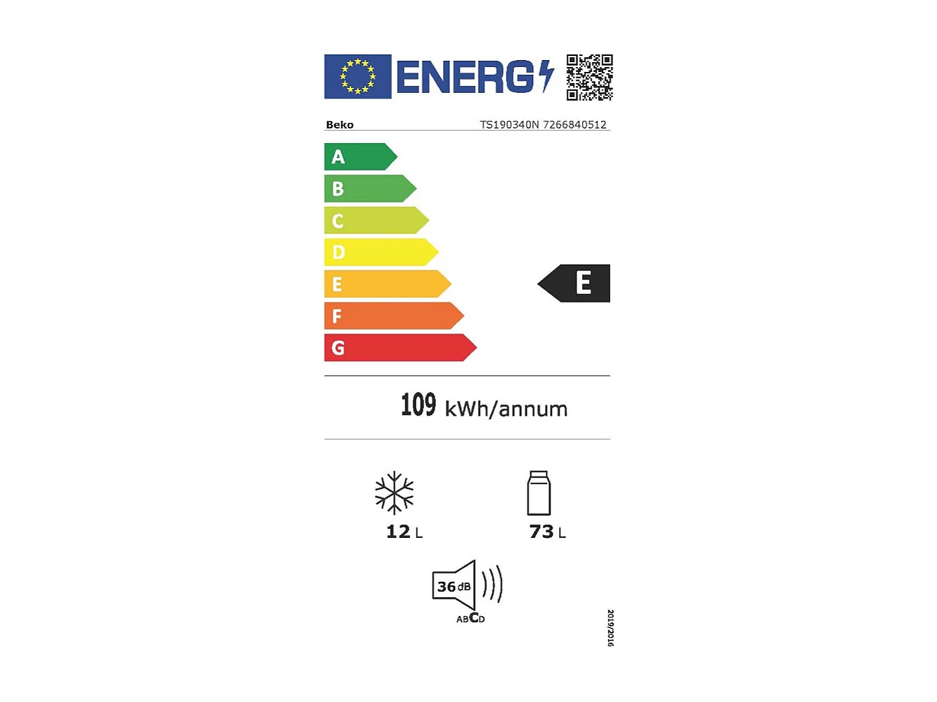 Beko TS190340N Frigorifero con Congelatore Libera Installazione 85 L Classe E Bianco