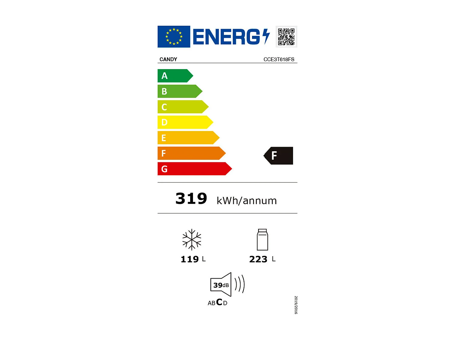 Frigorífico combi Candy Fresco CCE3T618FS No Frost 342L WiFi F inox 185 cm