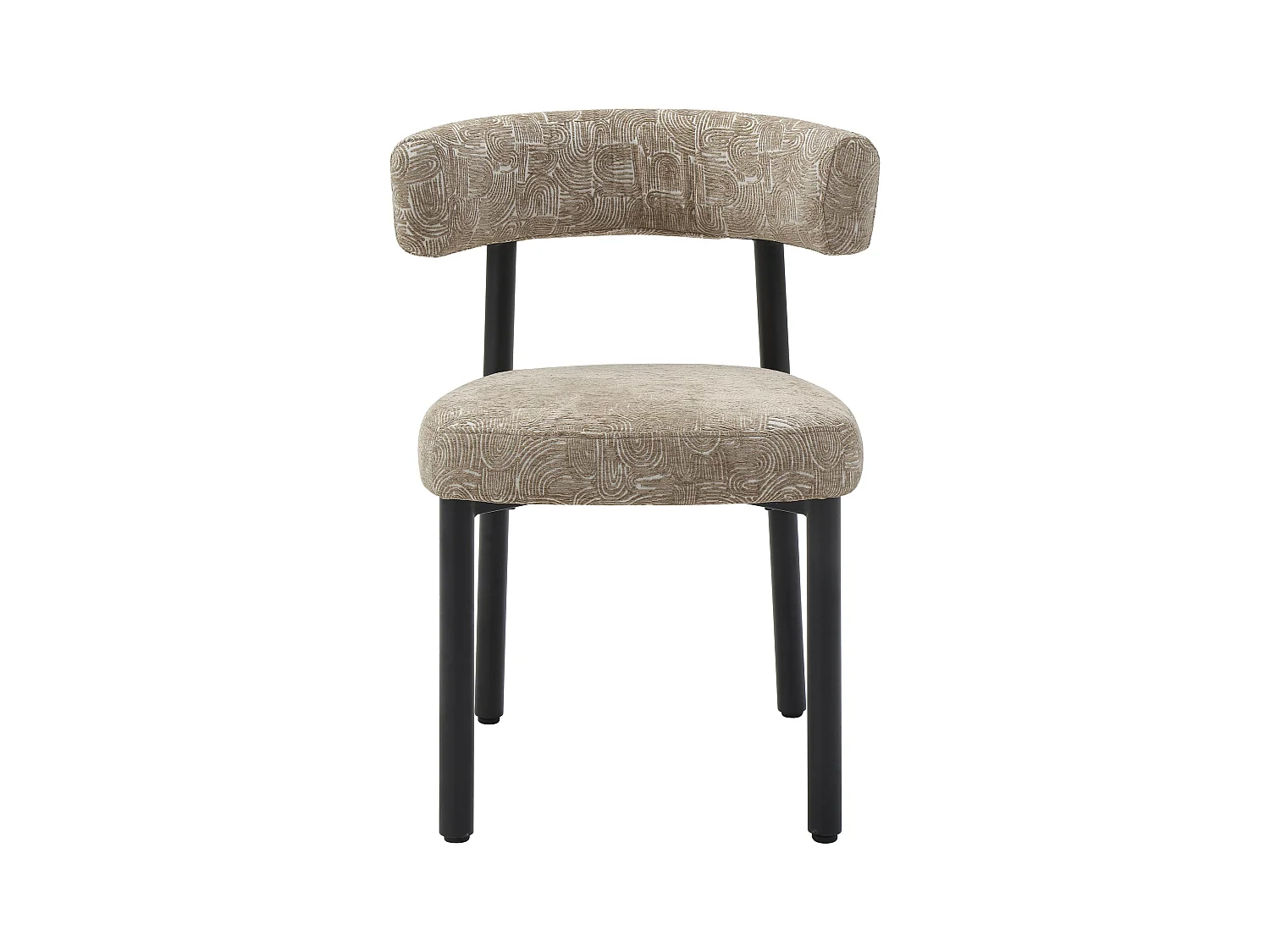 Lot de 6 chaises en tissu texturé et métal noir - Beige et blanc - SELORIN