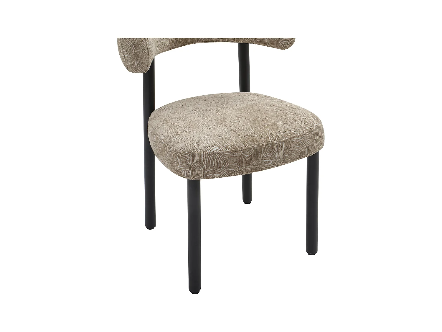 Lot de 6 chaises en tissu texturé et métal noir - Beige et blanc - SELORIN