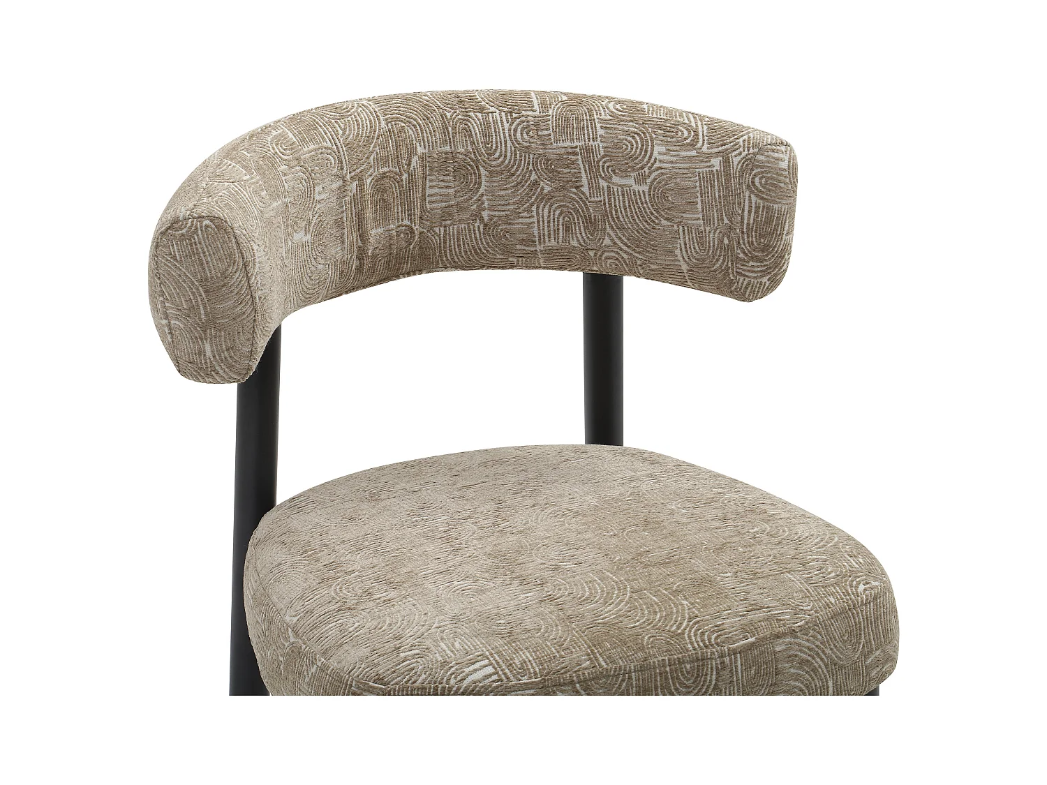 Lot de 6 chaises en tissu texturé et métal noir - Beige et blanc - SELORIN