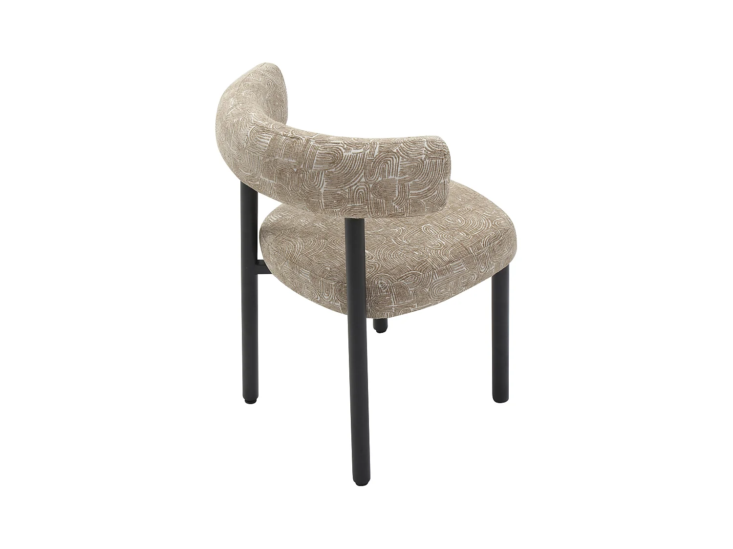 Lot de 6 chaises en tissu texturé et métal noir - Beige et blanc - SELORIN