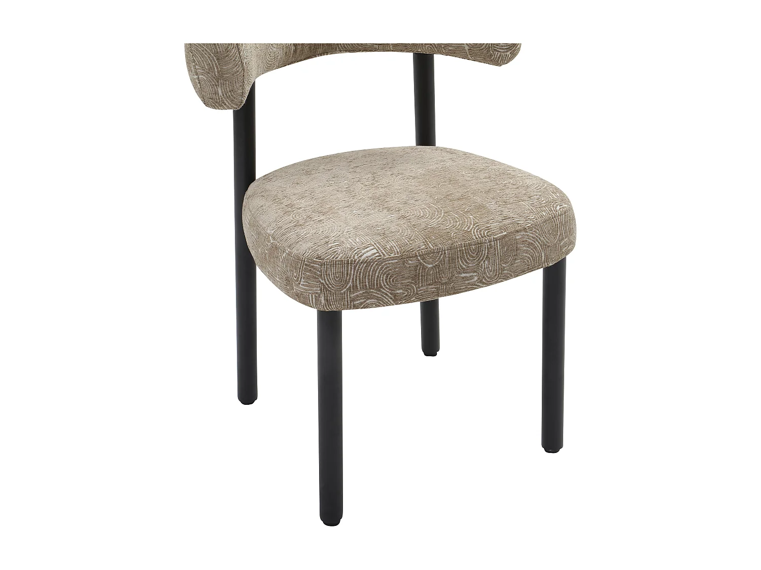 Lot de 6 chaises en tissu texturé et métal noir - Beige et blanc - SELORIN