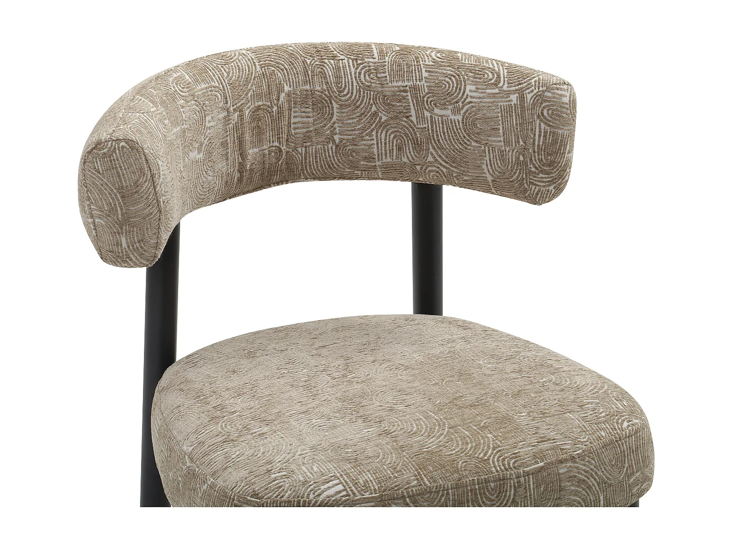 Lot de 6 chaises en tissu texturé et métal noir - Beige et blanc - SELORIN