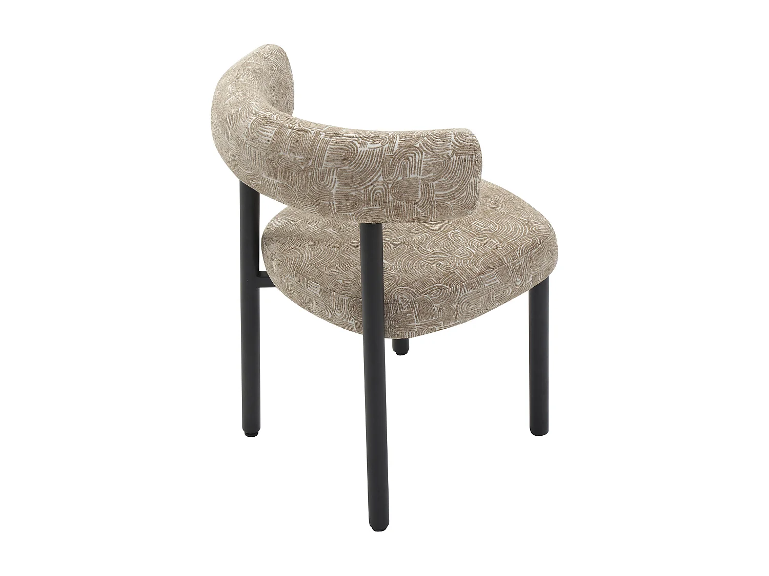 Lot de 6 chaises en tissu texturé et métal noir - Beige et blanc - SELORIN