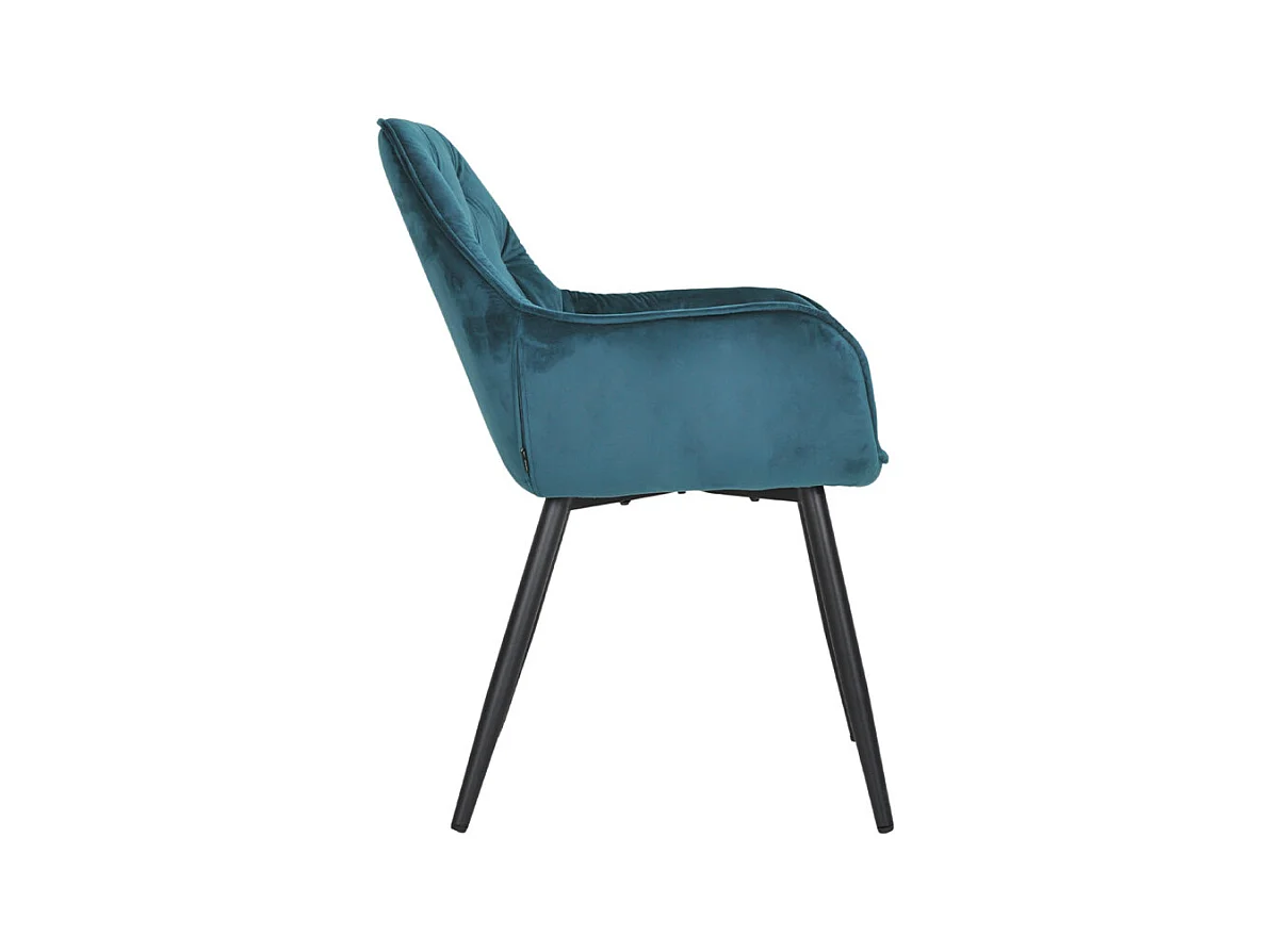 Chaise capitonnée en velours bleu canard et pieds en métal - STERN 2