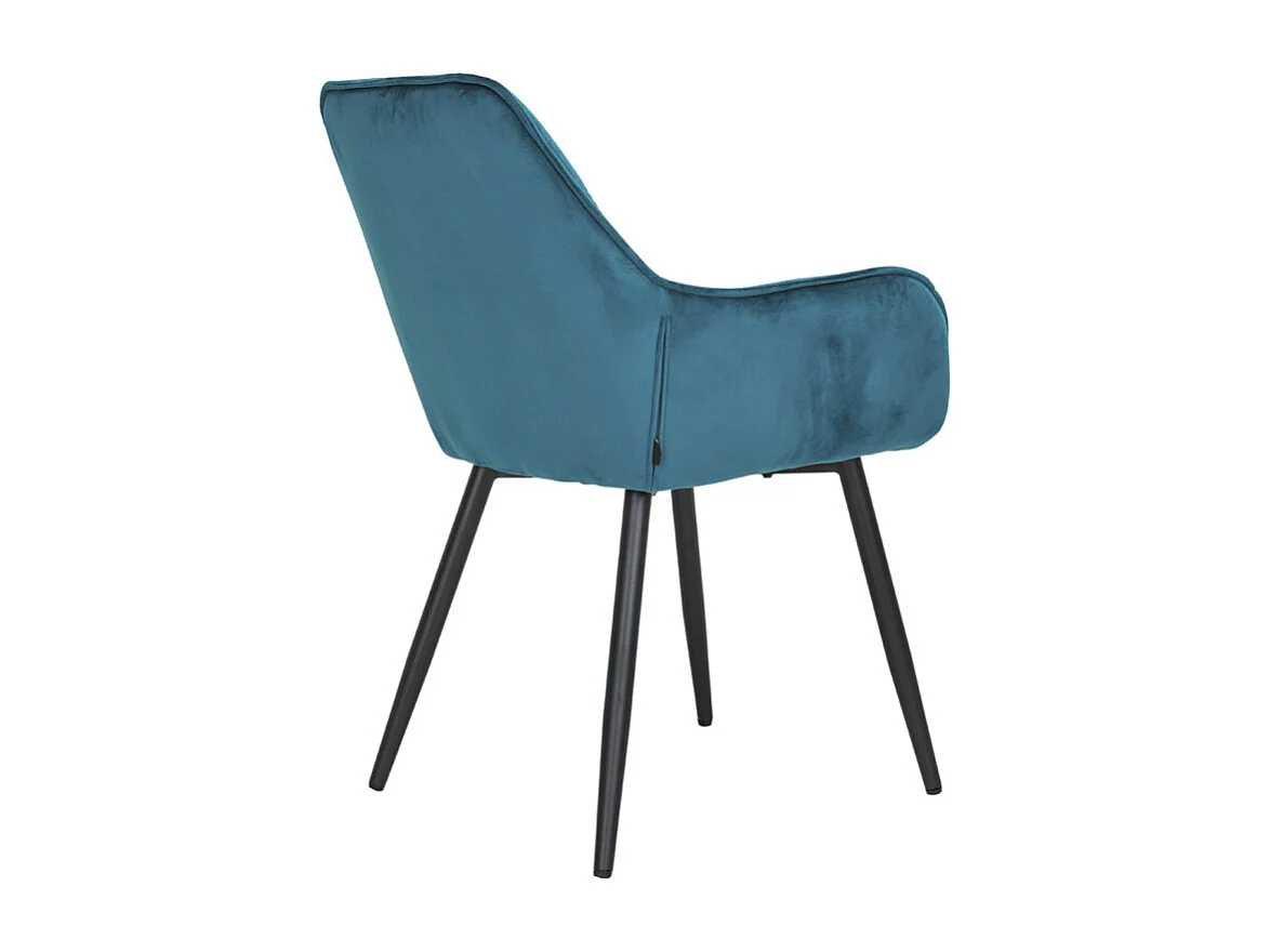 Chaise capitonnée en velours bleu canard et pieds en métal - STERN 2