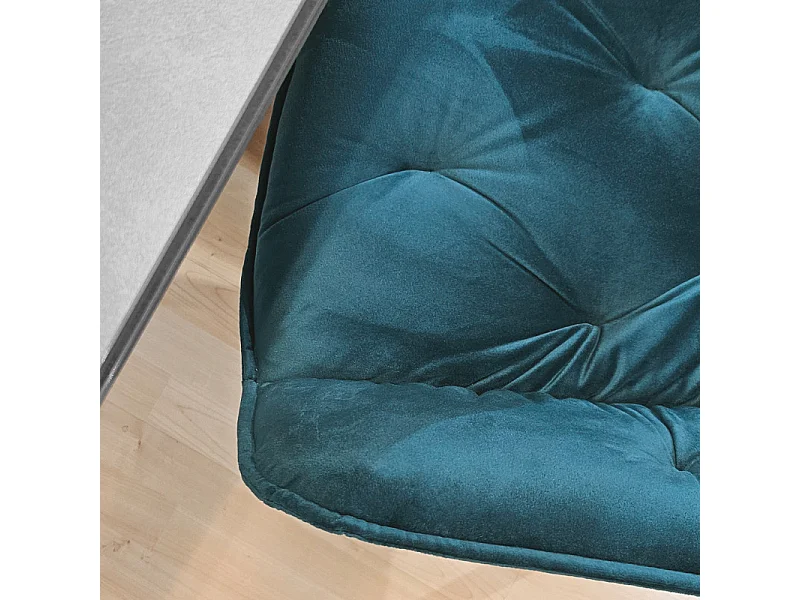 Chaise capitonnée en velours bleu canard et pieds en métal - STERN 2