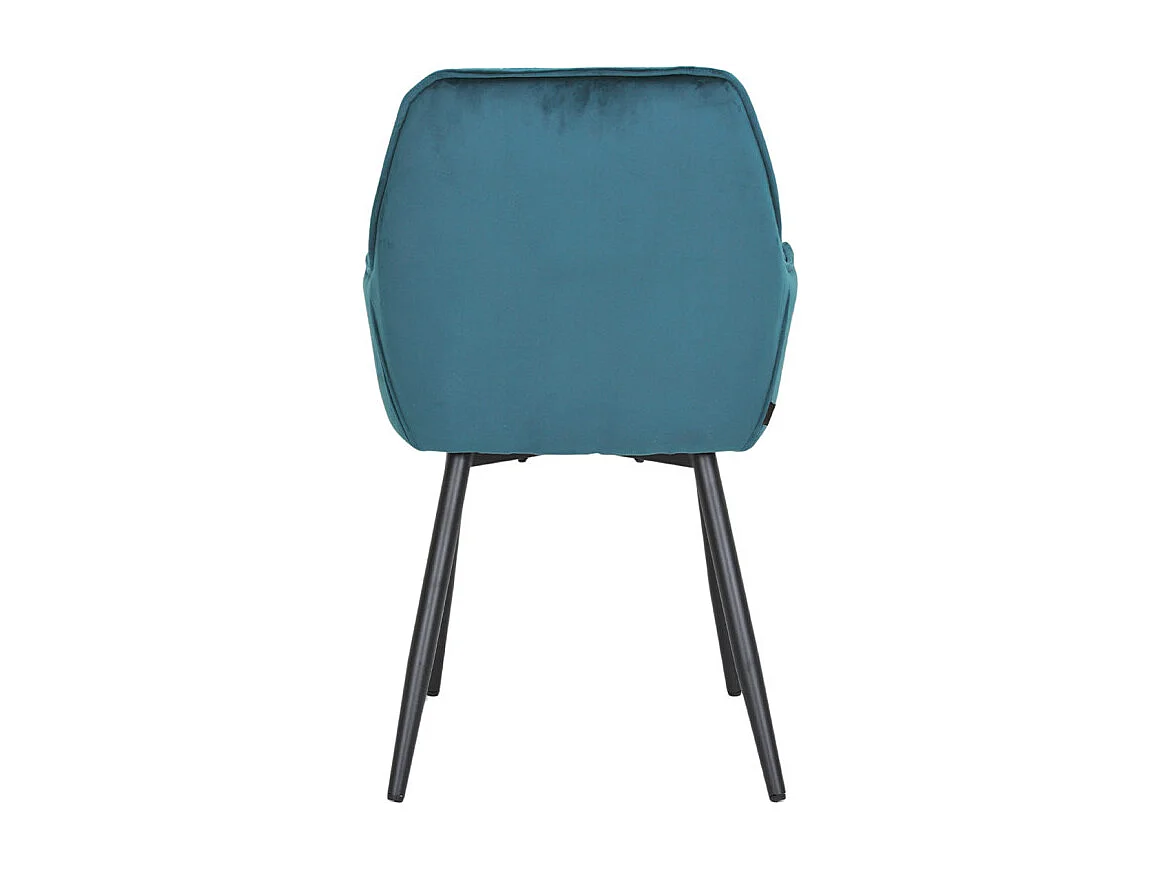 Chaise capitonnée en velours bleu canard et pieds en métal - STERN 2