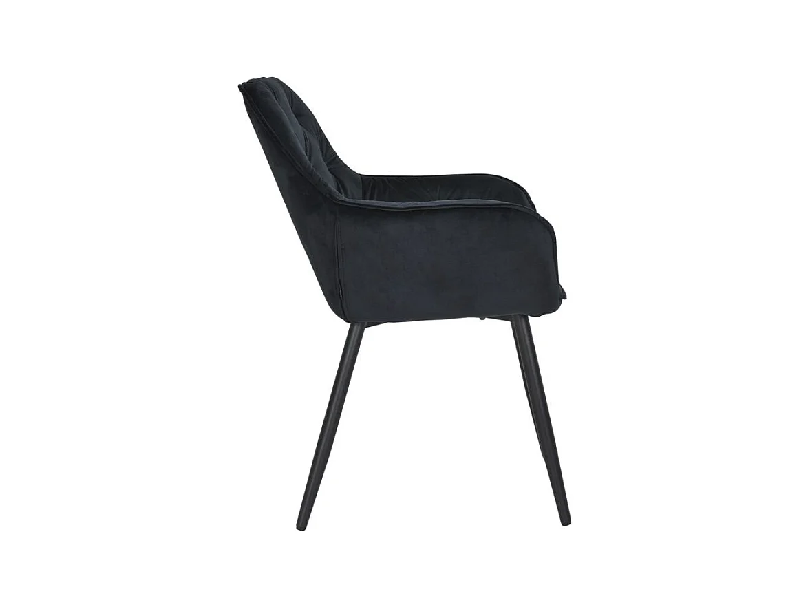 Lot 2 chaises en velours noir avec pieds en métal noir - STERN 2