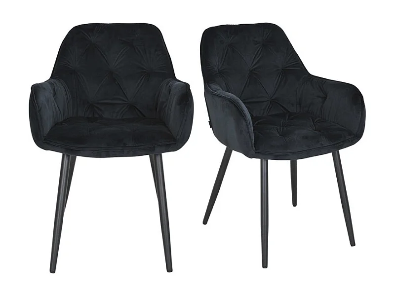 Lot 2 chaises en velours noir avec pieds en métal noir - STERN 2