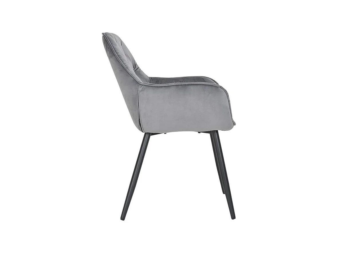 Lot 2 chaises en velours gris foncé avec pieds en métal noir - STERN 2