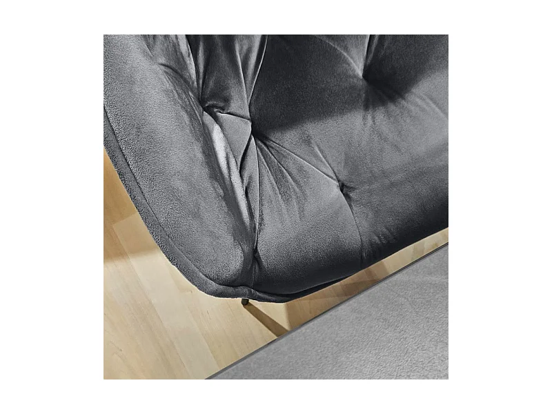 Lot 2 chaises en velours gris foncé avec pieds en métal noir - STERN 2