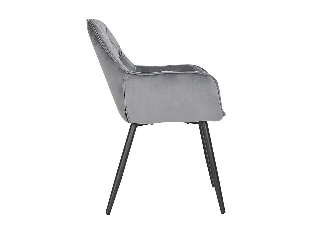 Lot 2 chaises en velours gris foncé avec pieds en métal noir - STERN 2