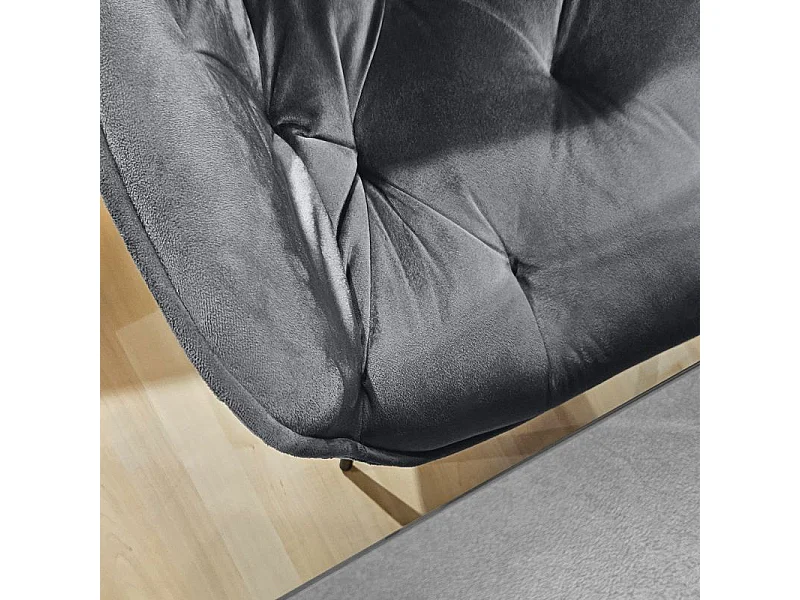 Lot 2 chaises en velours gris foncé avec pieds en métal noir - STERN 2