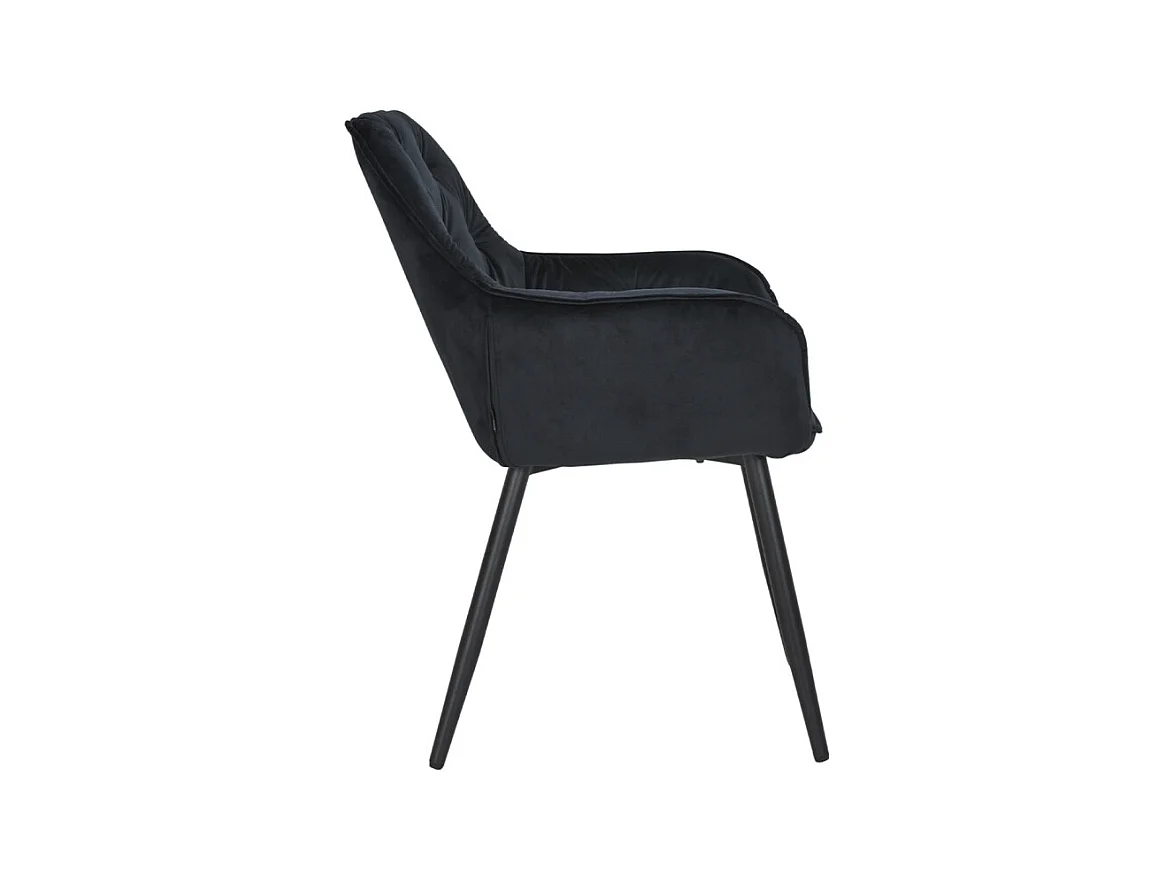 Chaise capitonnée en velours noir et pieds en métal noir - STERN 2