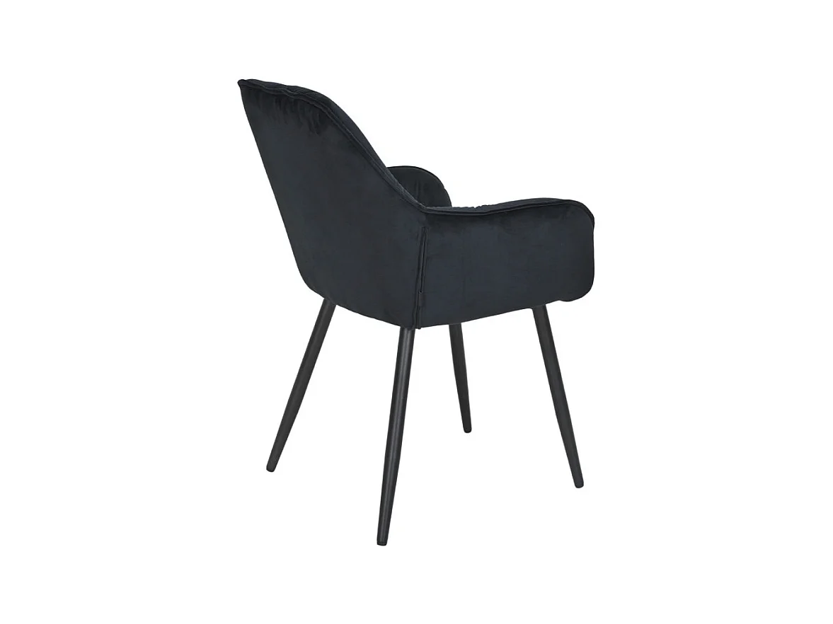 Chaise capitonnée en velours noir et pieds en métal noir - STERN 2