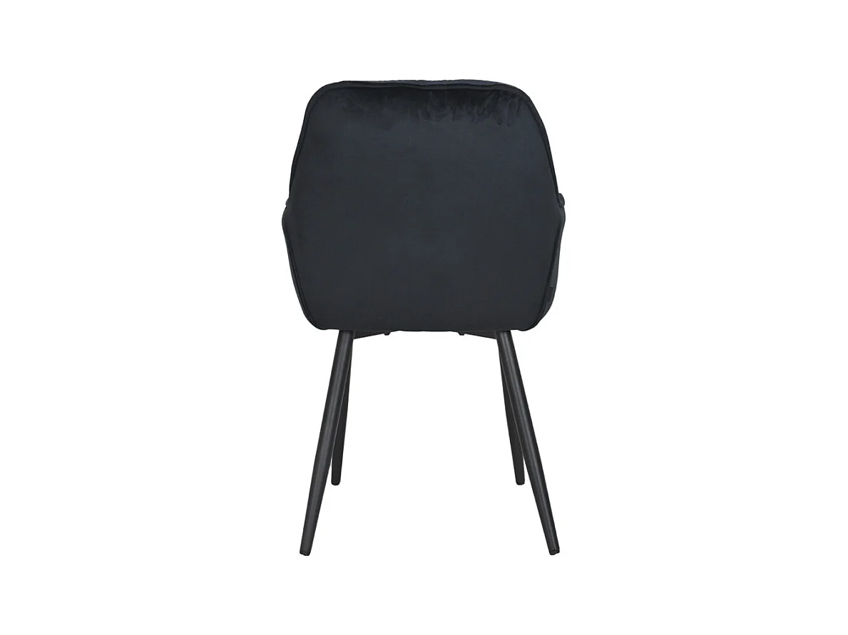 Chaise capitonnée en velours noir et pieds en métal noir - STERN 2