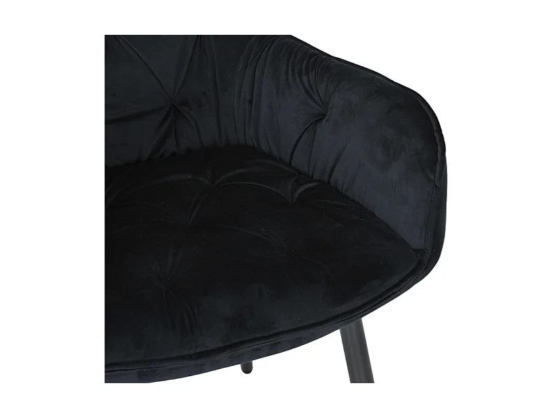 Chaise capitonnée en velours noir et pieds en métal noir - STERN 2