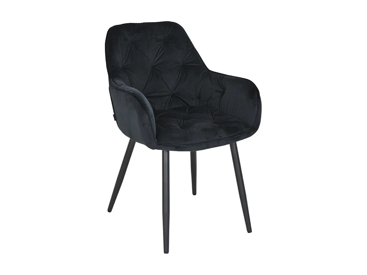 Chaise capitonnée en velours noir et pieds en métal noir - STERN 2