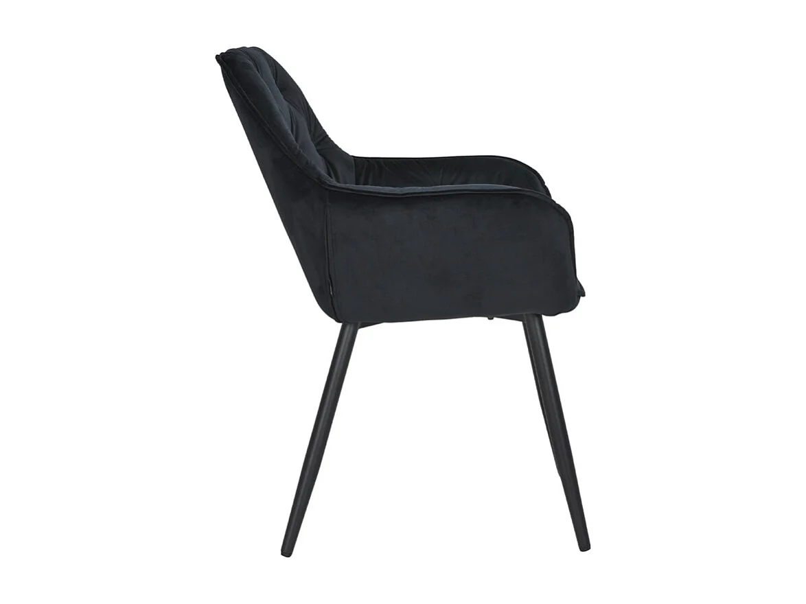 Chaise capitonnée en velours noir et pieds en métal noir - STERN 2