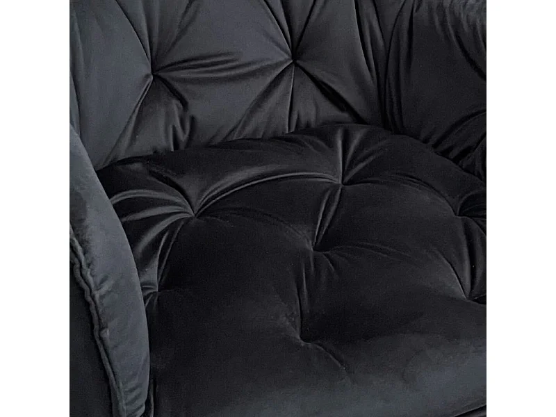 Chaise capitonnée en velours noir et pieds en métal noir - STERN 2