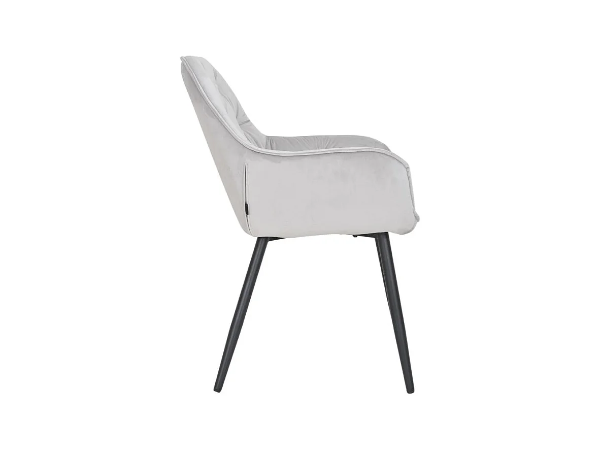 Lot 2 chaises en velours gris clair avec pieds en métal noir - STERN 2